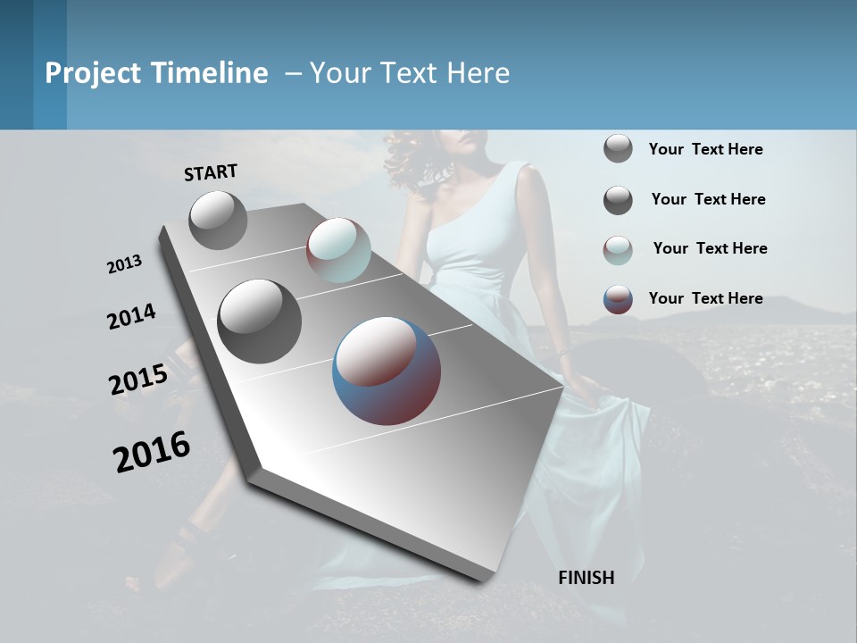 A Woman In A Blue Dress Is Sitting On A Rock PowerPoint Template