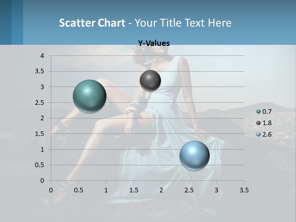 A Woman In A Blue Dress Is Sitting On A Rock PowerPoint Template