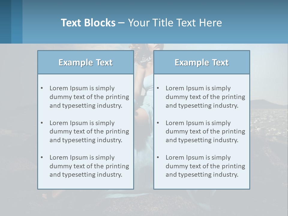 A Woman In A Blue Dress Is Sitting On A Rock PowerPoint Template