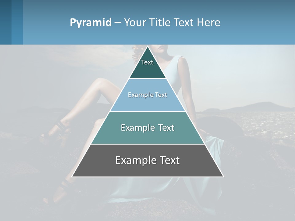 A Woman In A Blue Dress Is Sitting On A Rock PowerPoint Template
