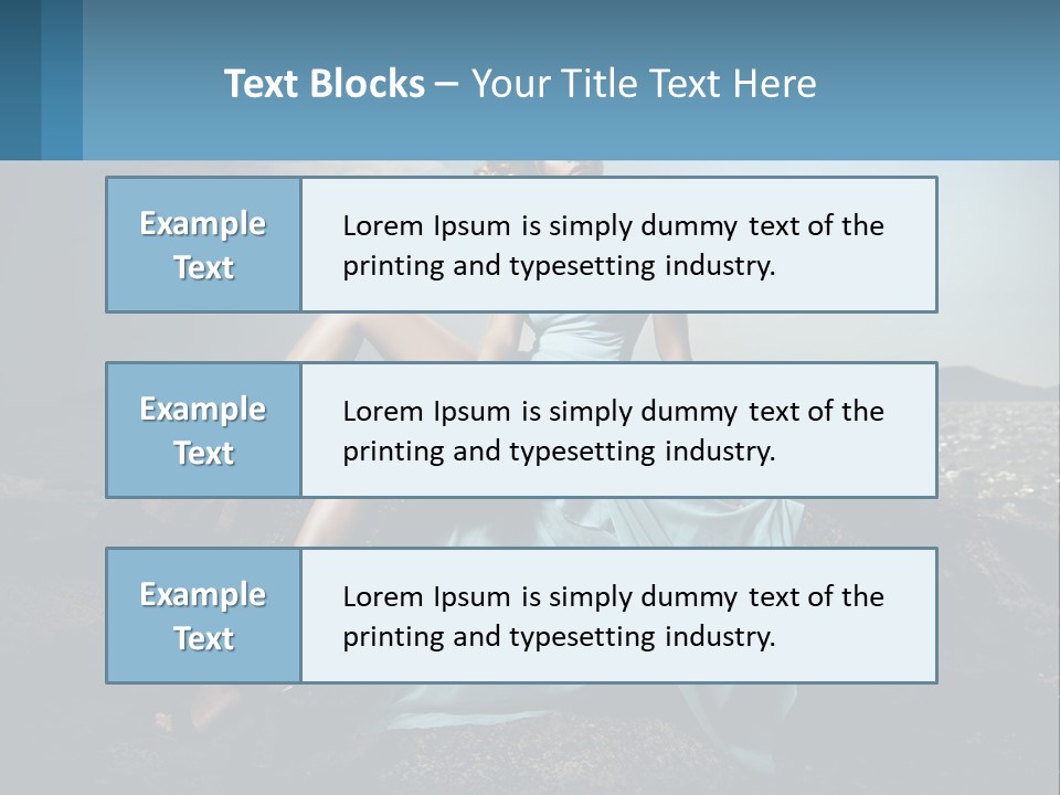 A Woman In A Blue Dress Is Sitting On A Rock PowerPoint Template