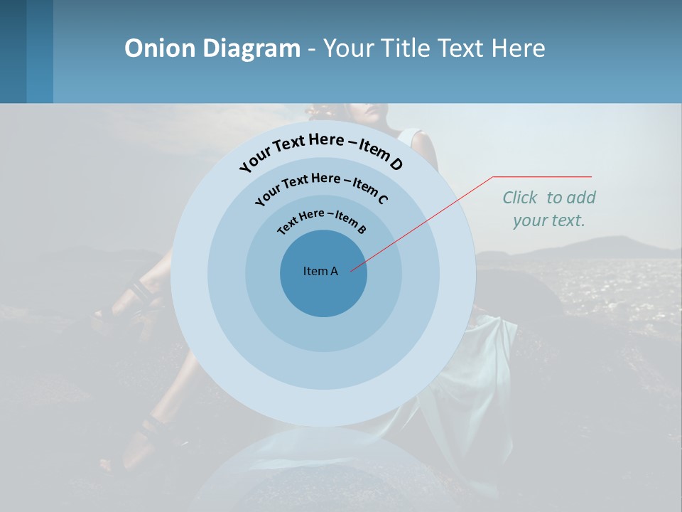 A Woman In A Blue Dress Is Sitting On A Rock PowerPoint Template