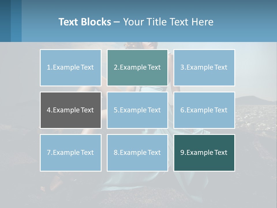 A Woman In A Blue Dress Is Sitting On A Rock PowerPoint Template
