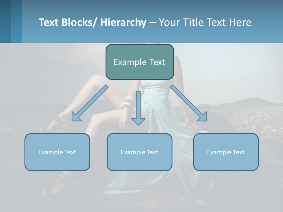 A Woman In A Blue Dress Is Sitting On A Rock PowerPoint Template