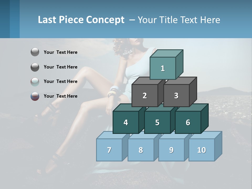 A Woman In A Blue Dress Is Sitting On A Rock PowerPoint Template