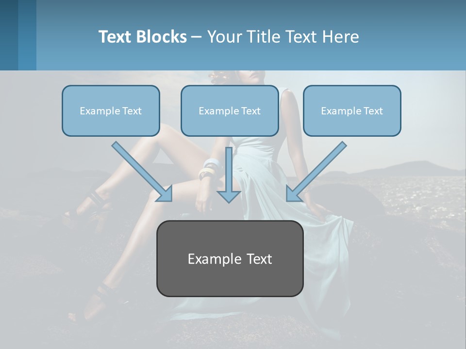A Woman In A Blue Dress Is Sitting On A Rock PowerPoint Template