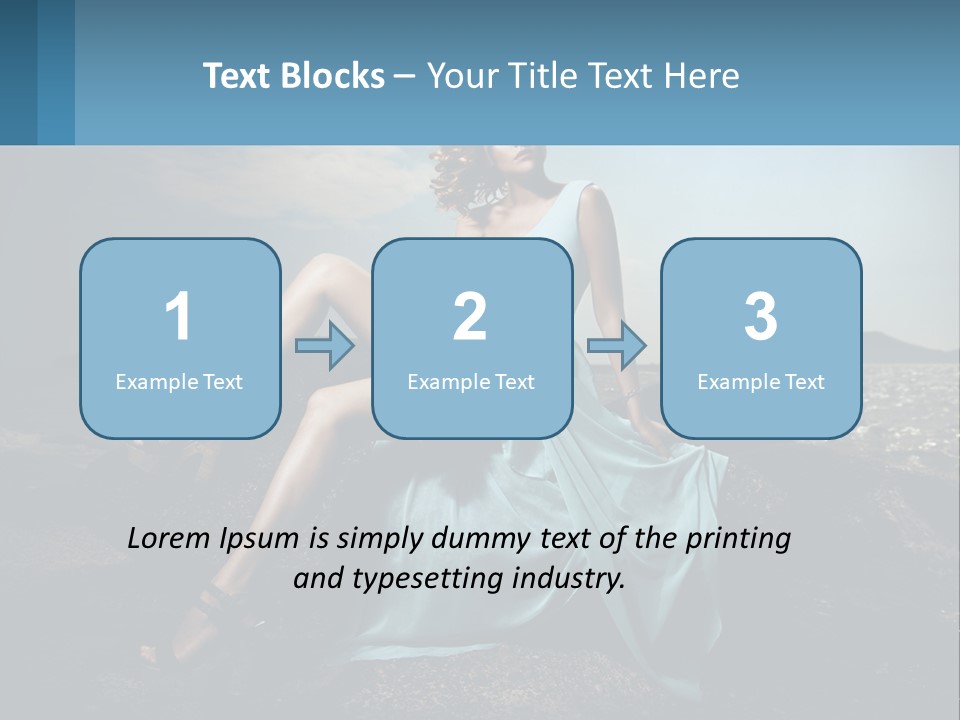 A Woman In A Blue Dress Is Sitting On A Rock PowerPoint Template