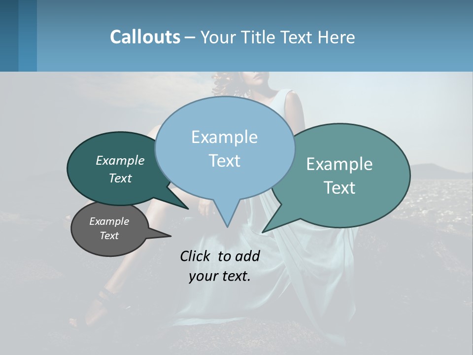 A Woman In A Blue Dress Is Sitting On A Rock PowerPoint Template