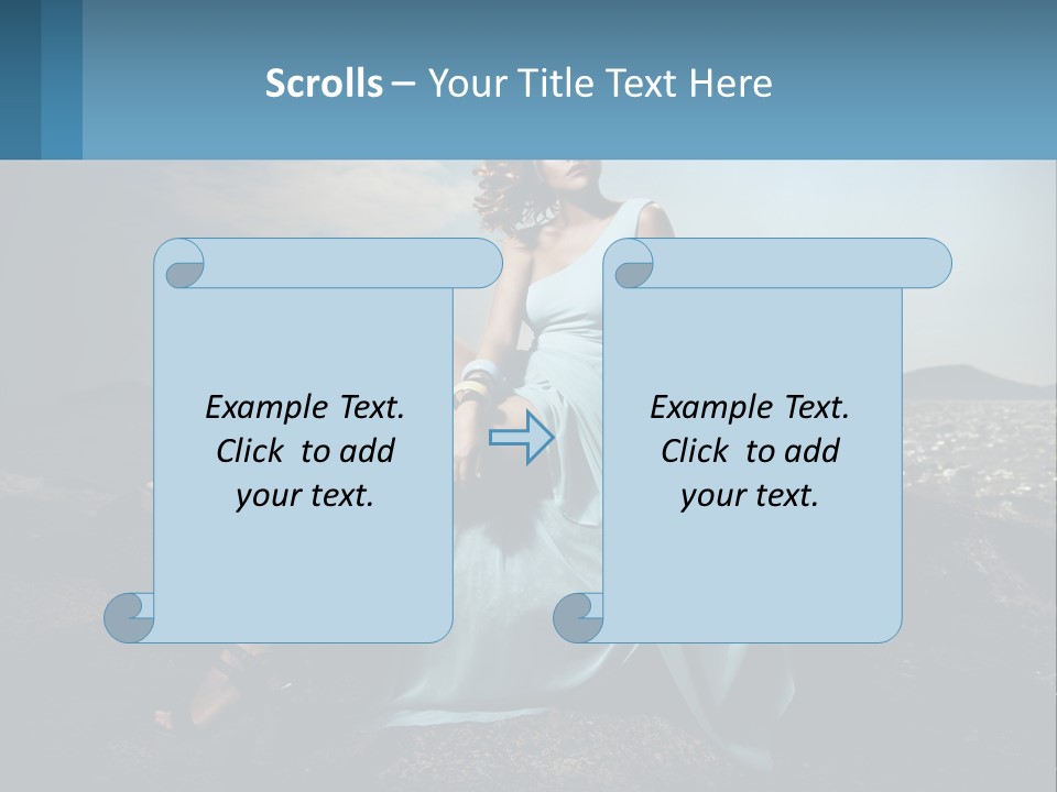 A Woman In A Blue Dress Is Sitting On A Rock PowerPoint Template