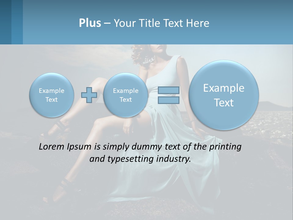 A Woman In A Blue Dress Is Sitting On A Rock PowerPoint Template