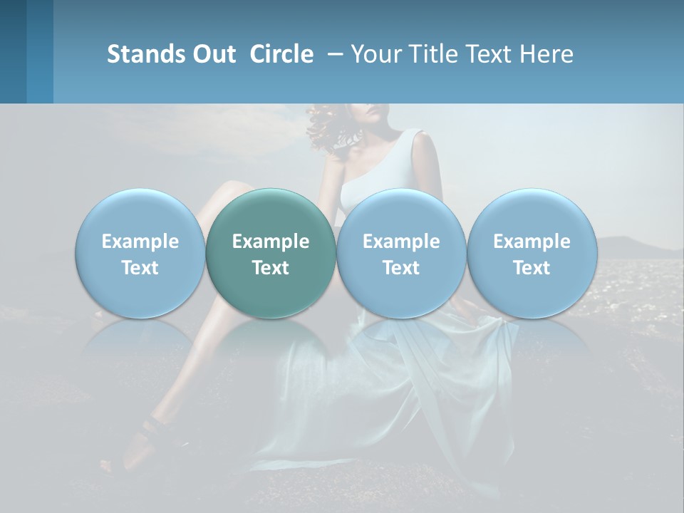 A Woman In A Blue Dress Is Sitting On A Rock PowerPoint Template