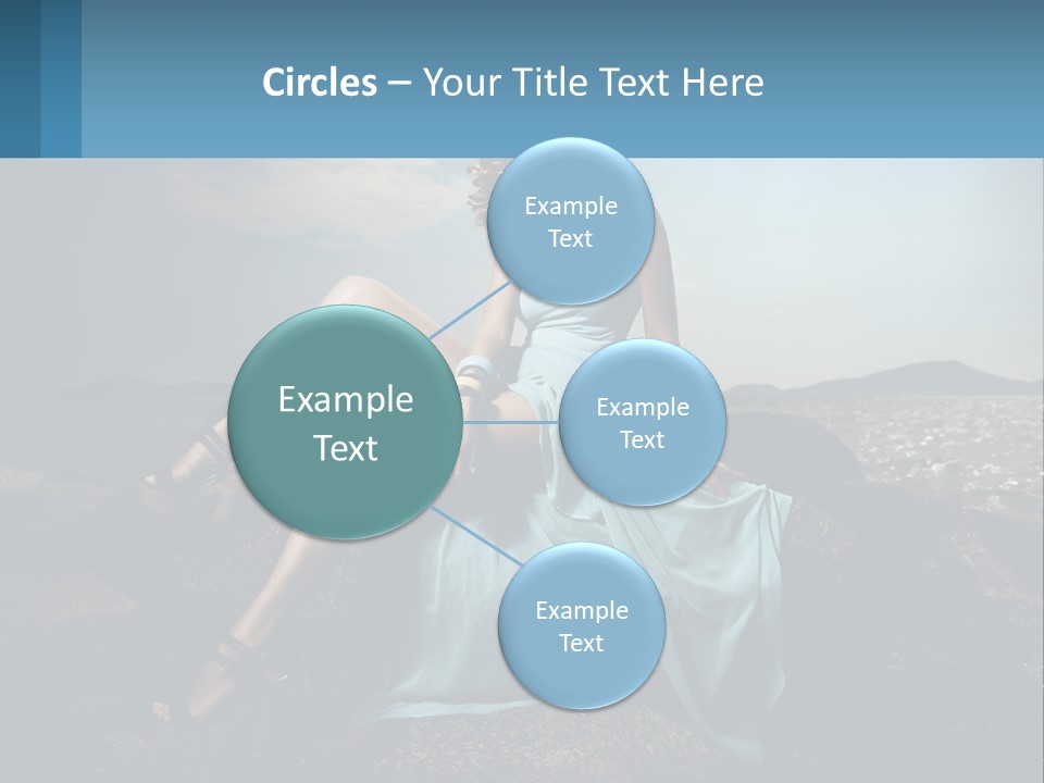 A Woman In A Blue Dress Is Sitting On A Rock PowerPoint Template