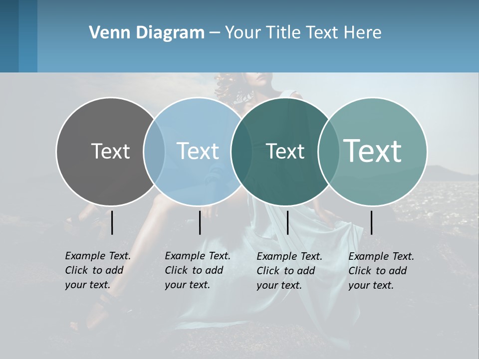 A Woman In A Blue Dress Is Sitting On A Rock PowerPoint Template