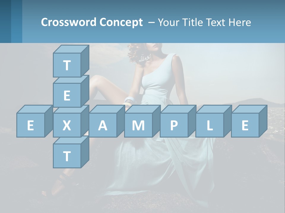 A Woman In A Blue Dress Is Sitting On A Rock PowerPoint Template