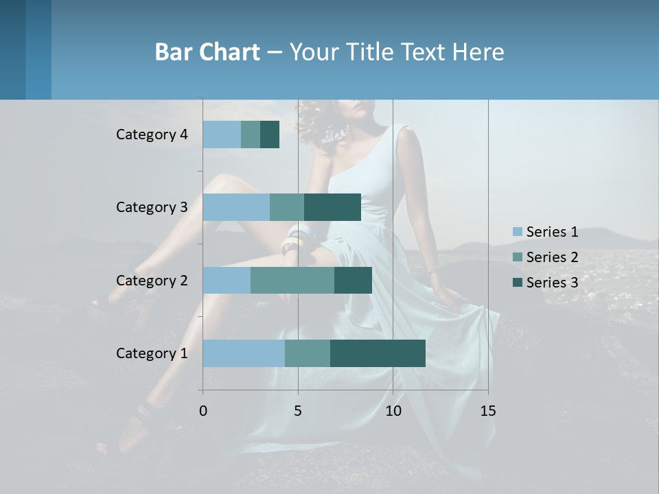 A Woman In A Blue Dress Is Sitting On A Rock PowerPoint Template
