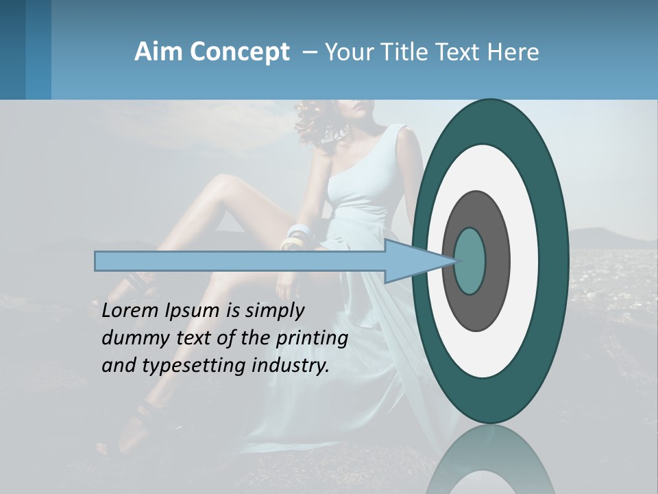A Woman In A Blue Dress Is Sitting On A Rock PowerPoint Template