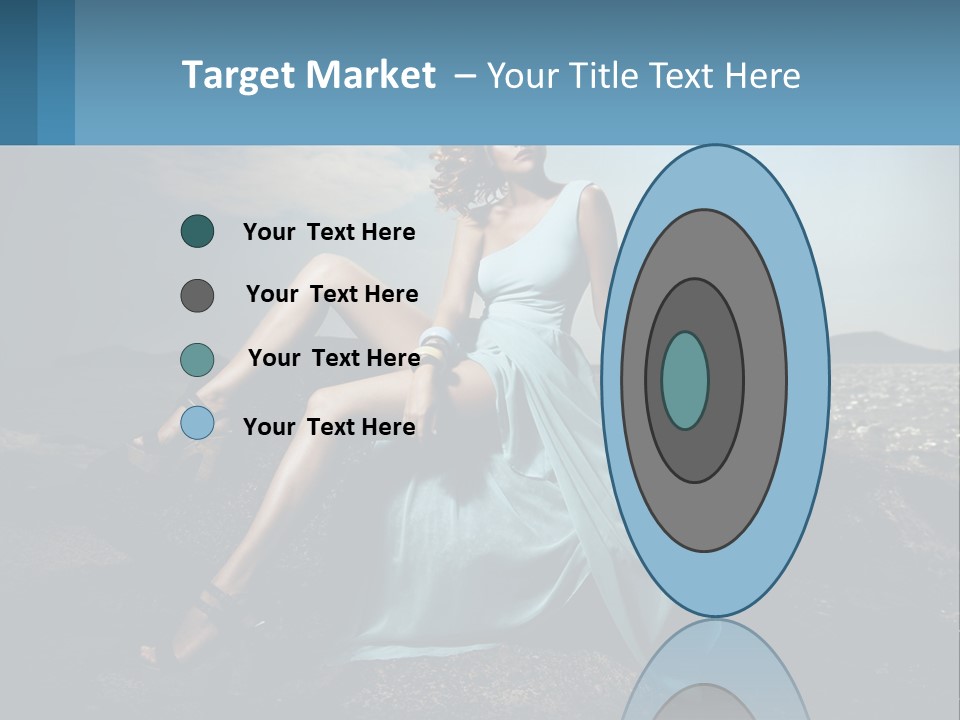 A Woman In A Blue Dress Is Sitting On A Rock PowerPoint Template