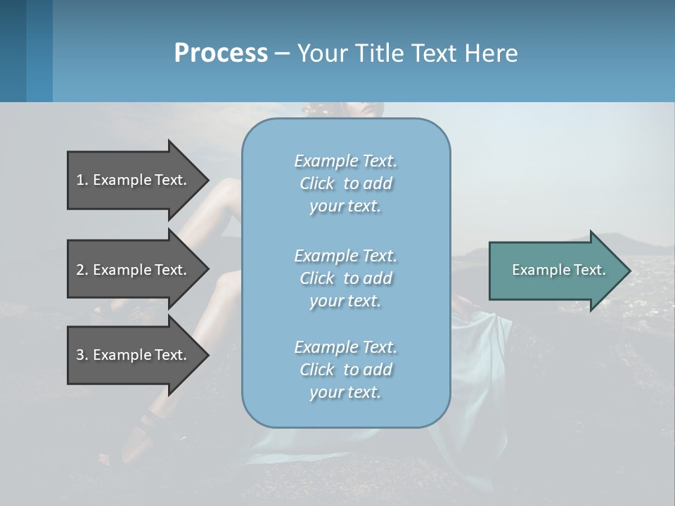 A Woman In A Blue Dress Is Sitting On A Rock PowerPoint Template