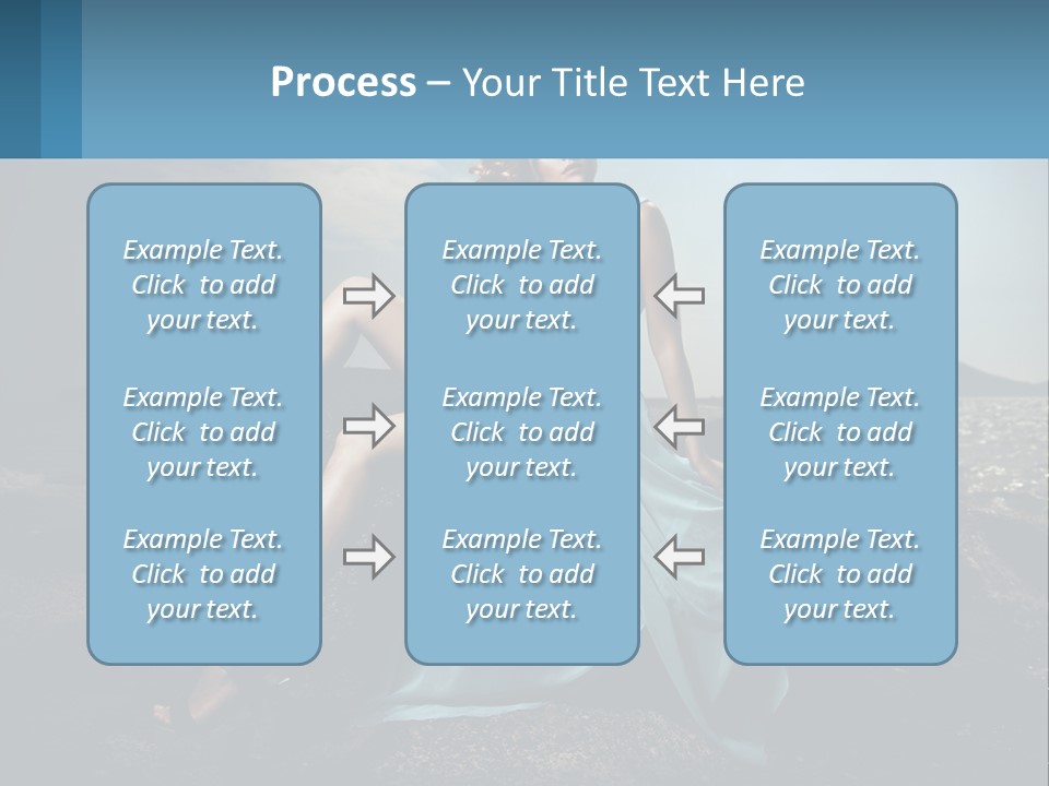 A Woman In A Blue Dress Is Sitting On A Rock PowerPoint Template