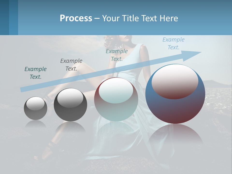 A Woman In A Blue Dress Is Sitting On A Rock PowerPoint Template