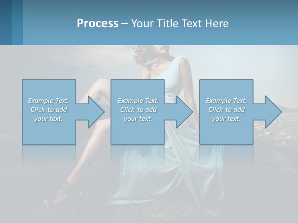 A Woman In A Blue Dress Is Sitting On A Rock PowerPoint Template