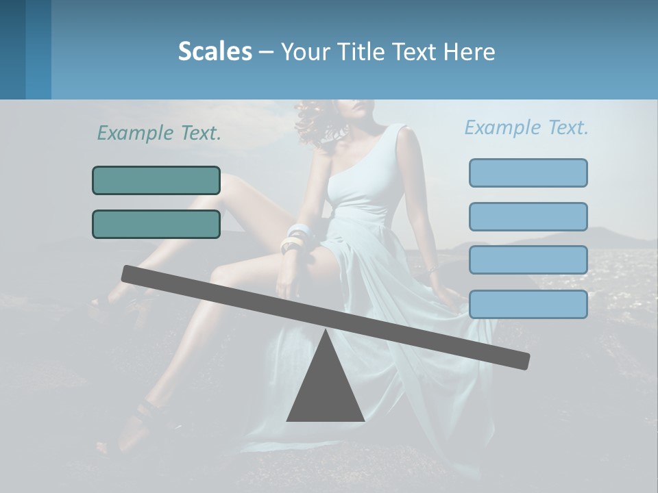 A Woman In A Blue Dress Is Sitting On A Rock PowerPoint Template