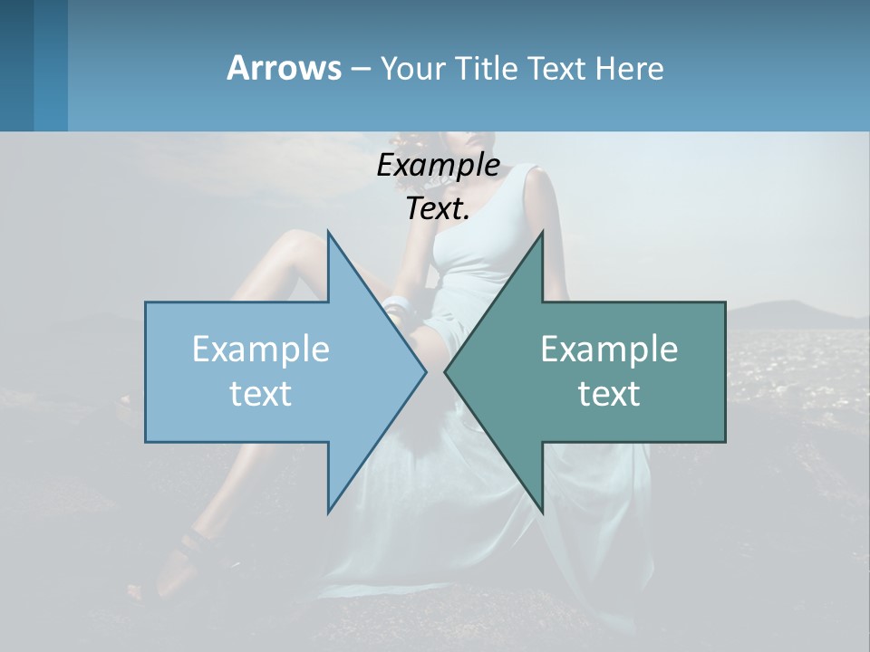 A Woman In A Blue Dress Is Sitting On A Rock PowerPoint Template