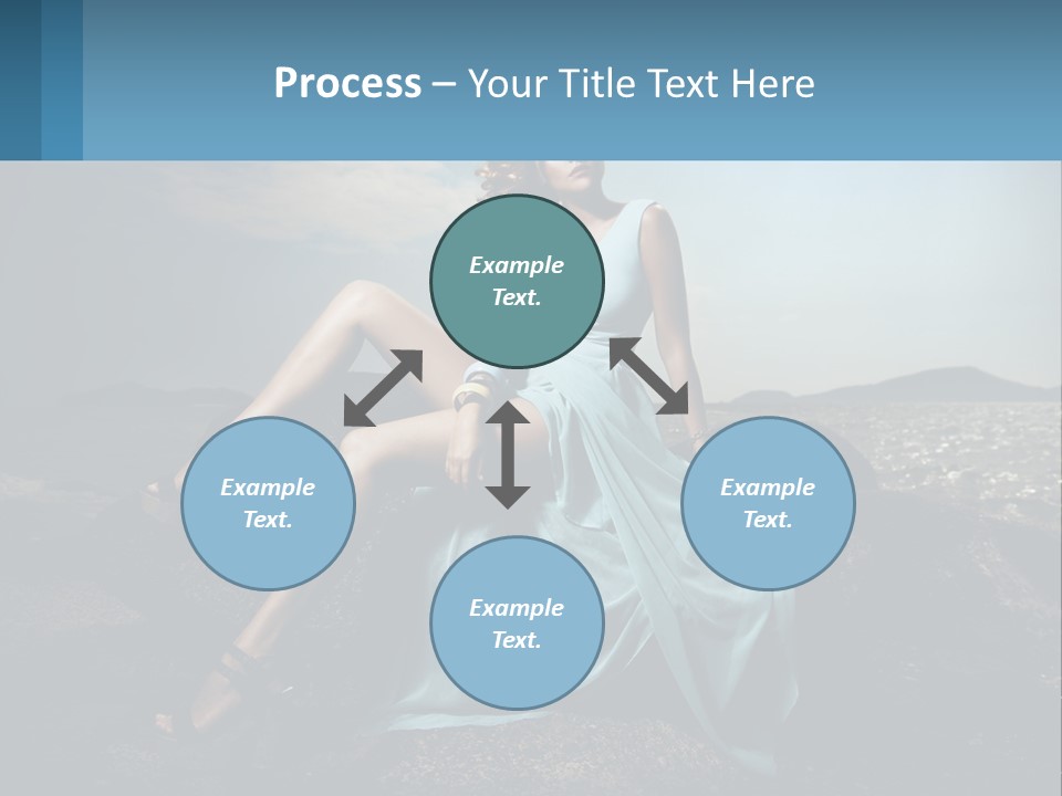 A Woman In A Blue Dress Is Sitting On A Rock PowerPoint Template