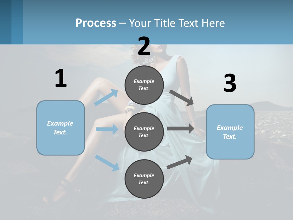 A Woman In A Blue Dress Is Sitting On A Rock PowerPoint Template
