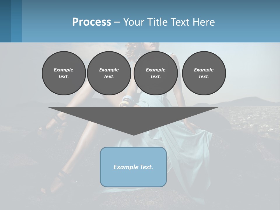 A Woman In A Blue Dress Is Sitting On A Rock PowerPoint Template