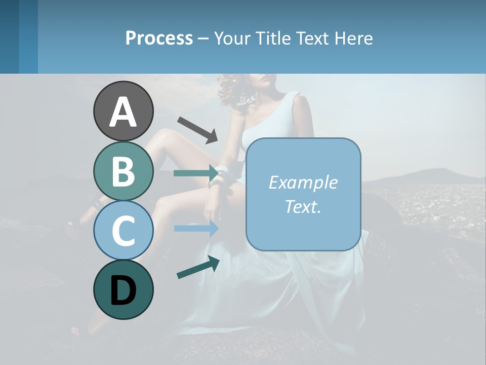 A Woman In A Blue Dress Is Sitting On A Rock PowerPoint Template