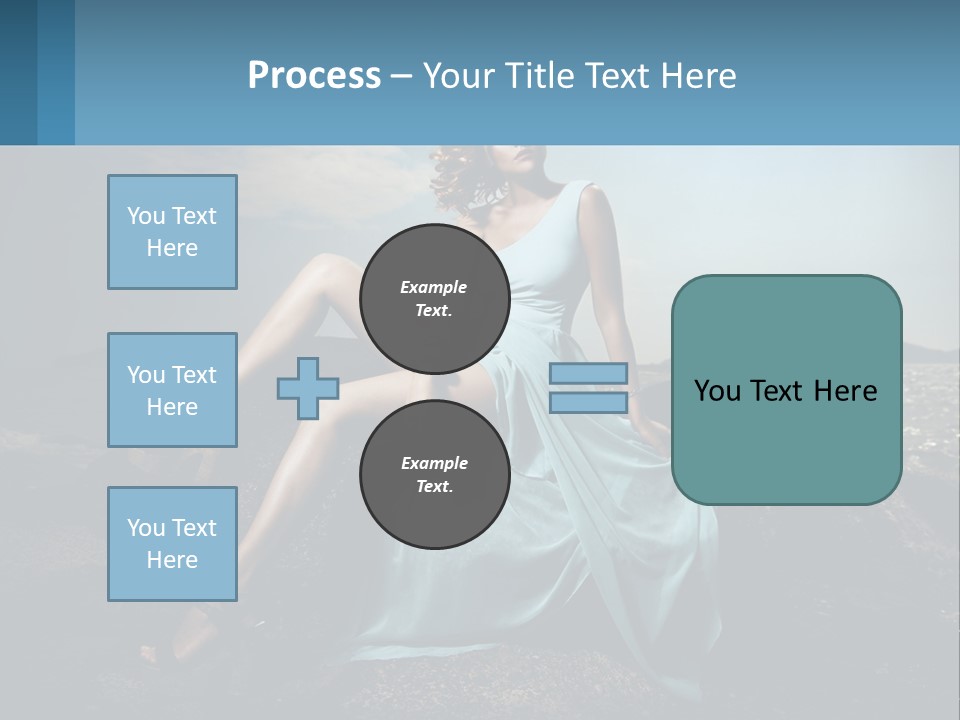 A Woman In A Blue Dress Is Sitting On A Rock PowerPoint Template