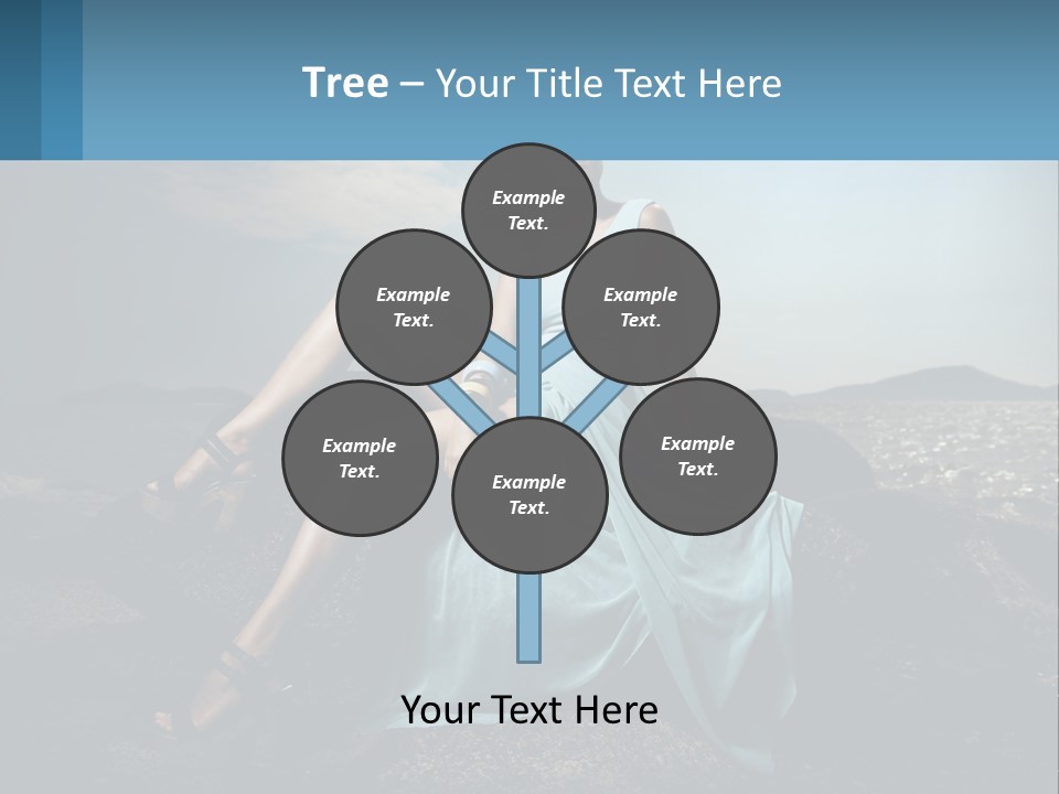 A Woman In A Blue Dress Is Sitting On A Rock PowerPoint Template