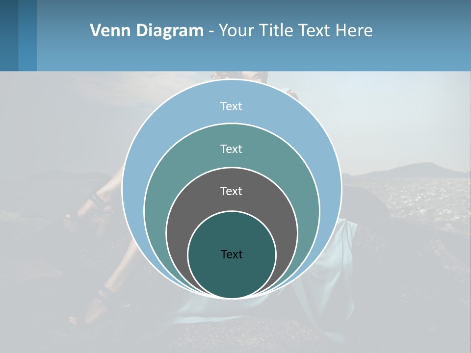 A Woman In A Blue Dress Is Sitting On A Rock PowerPoint Template