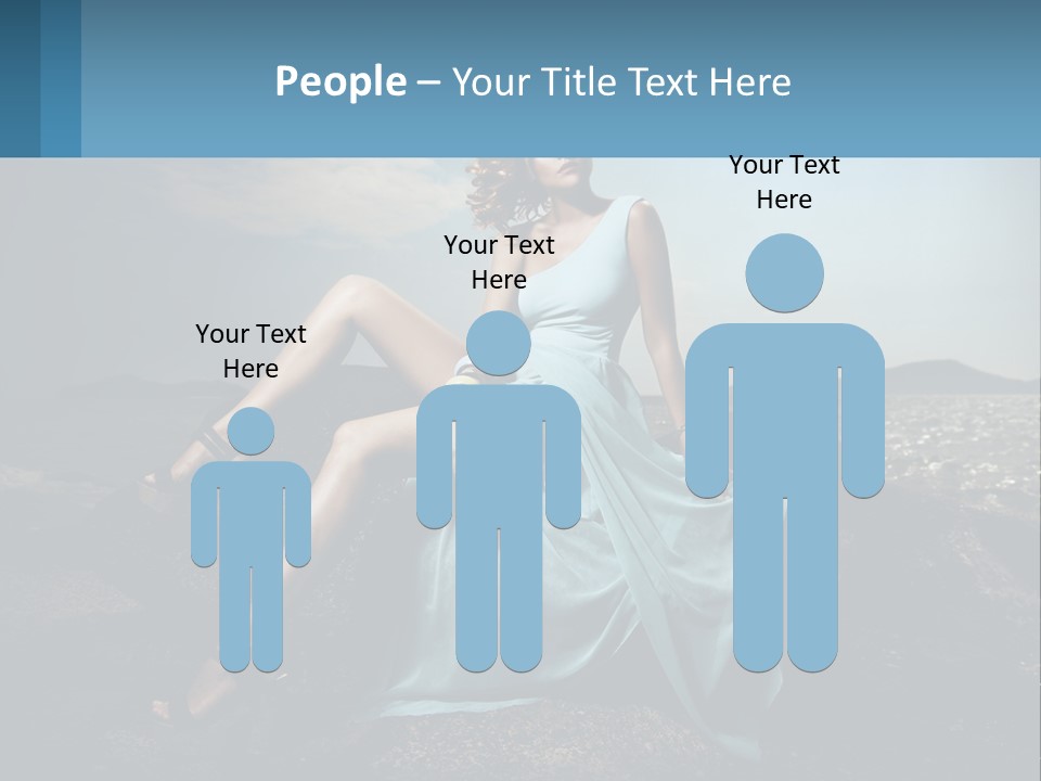 A Woman In A Blue Dress Is Sitting On A Rock PowerPoint Template