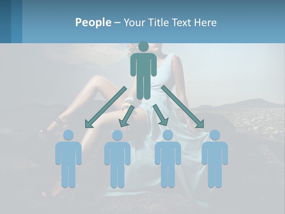 A Woman In A Blue Dress Is Sitting On A Rock PowerPoint Template