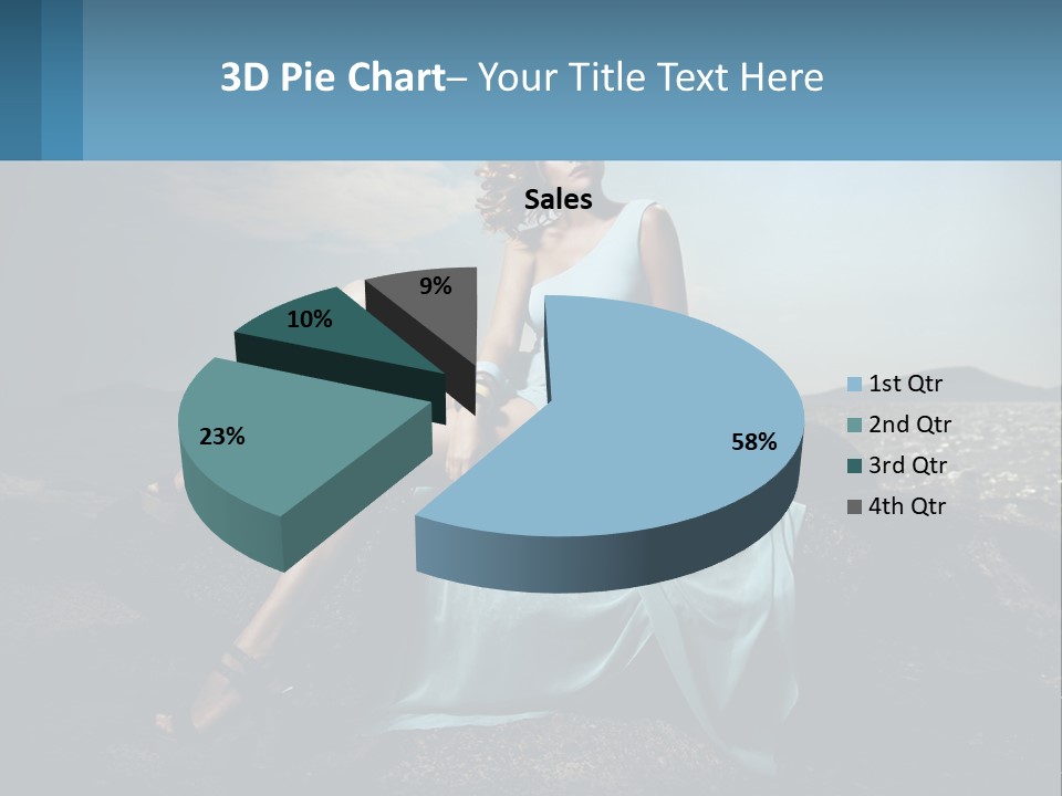 A Woman In A Blue Dress Is Sitting On A Rock PowerPoint Template