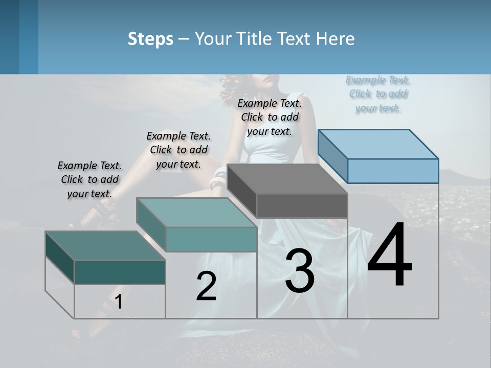 A Woman In A Blue Dress Is Sitting On A Rock PowerPoint Template