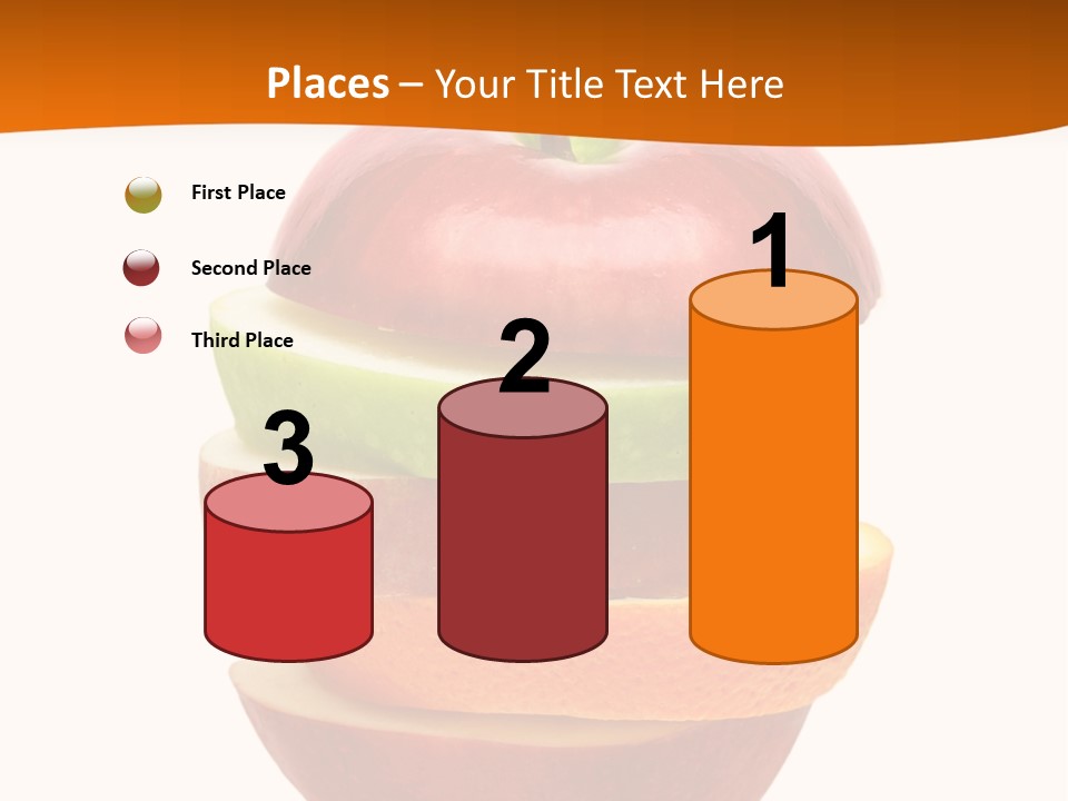 An Apple Sliced In Half With A Green Leaf On Top Of It PowerPoint Template