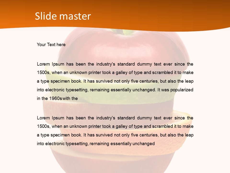 An Apple Sliced In Half With A Green Leaf On Top Of It PowerPoint Template