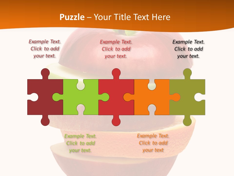 An Apple Sliced In Half With A Green Leaf On Top Of It PowerPoint Template