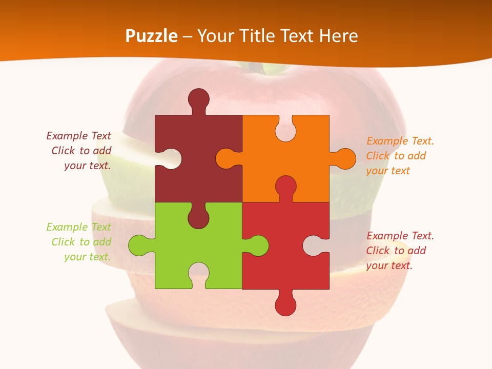 An Apple Sliced In Half With A Green Leaf On Top Of It PowerPoint Template