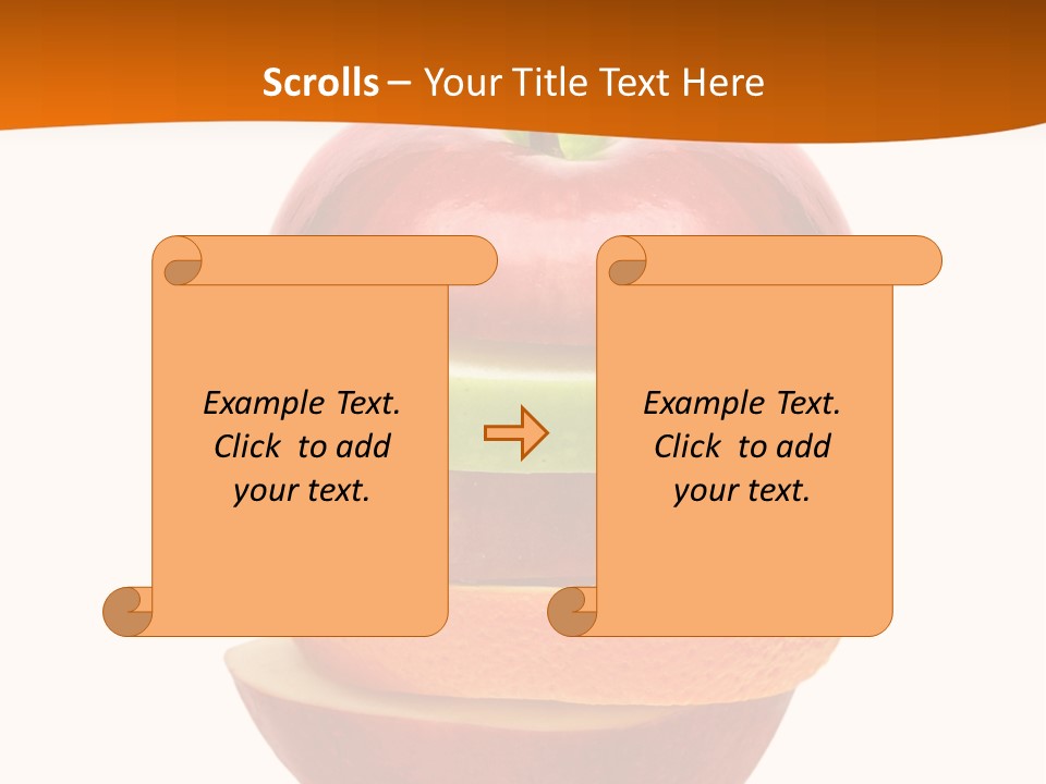 An Apple Sliced In Half With A Green Leaf On Top Of It PowerPoint Template
