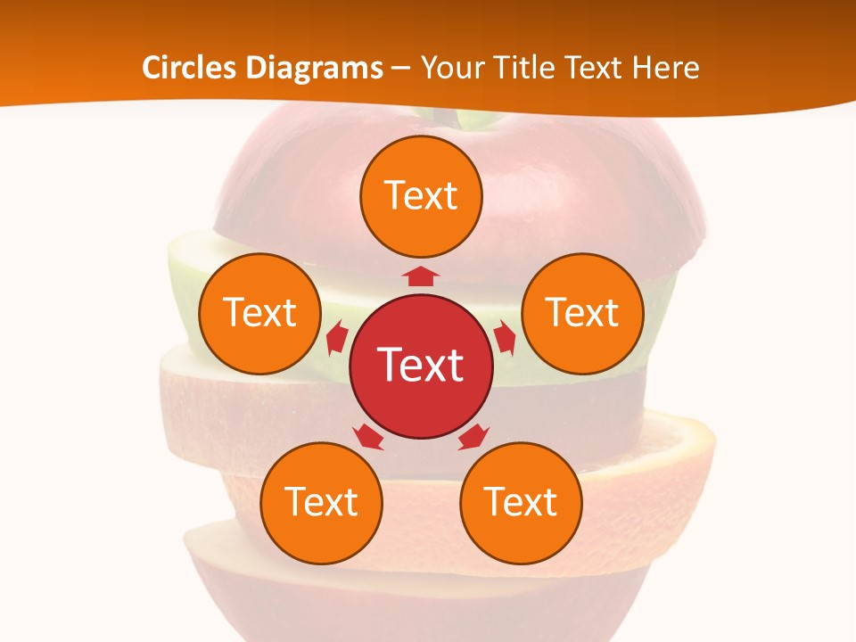 An Apple Sliced In Half With A Green Leaf On Top Of It PowerPoint Template