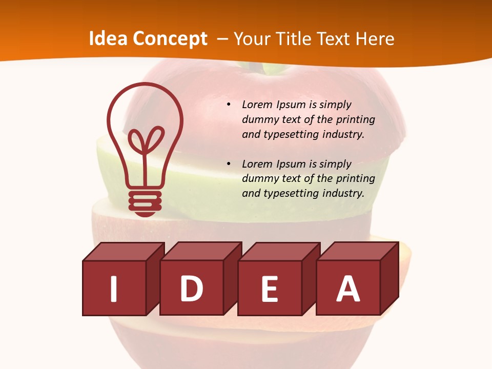 An Apple Sliced In Half With A Green Leaf On Top Of It PowerPoint Template
