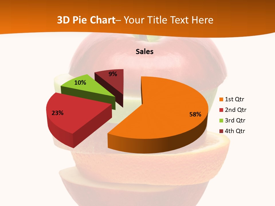 An Apple Sliced In Half With A Green Leaf On Top Of It PowerPoint Template
