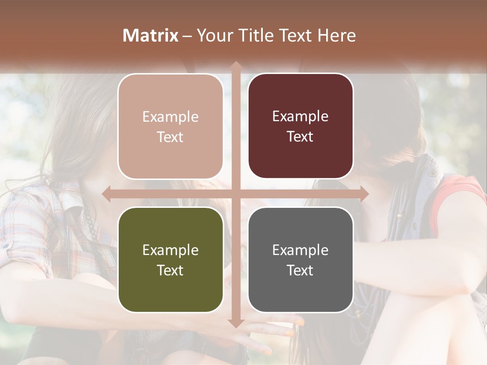 Two Young Women Talking To Each Other In A Park PowerPoint Template