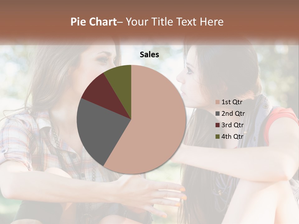Two Young Women Talking To Each Other In A Park PowerPoint Template