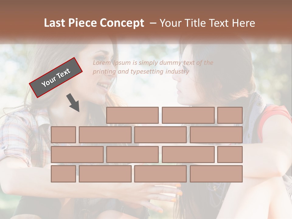 Two Young Women Talking To Each Other In A Park PowerPoint Template