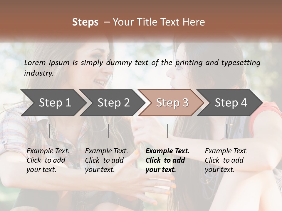 Two Young Women Talking To Each Other In A Park PowerPoint Template